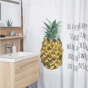 Rideaux De Douche Aquarelle moderne ananas et citation amusante posi