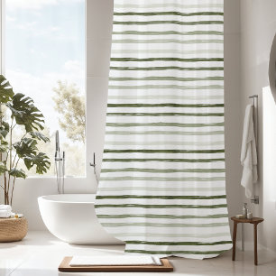 Rideaux De Douche Aquarelle moderne Bande verte