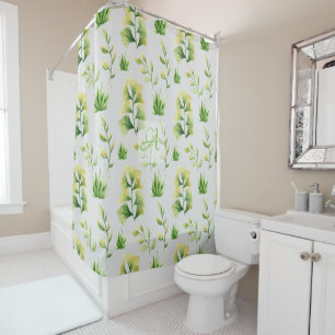 Rideaux De Douche Aquarelle monographique Feuille Botanique Déco ver