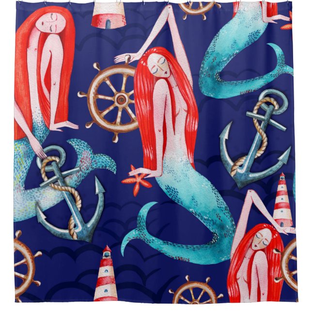 Rideaux De Douche Aquarelle motif mer (Devant)