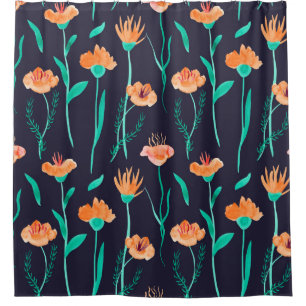Rideaux De Douche Aquarelle motif sans faille avec feuilles et fanta