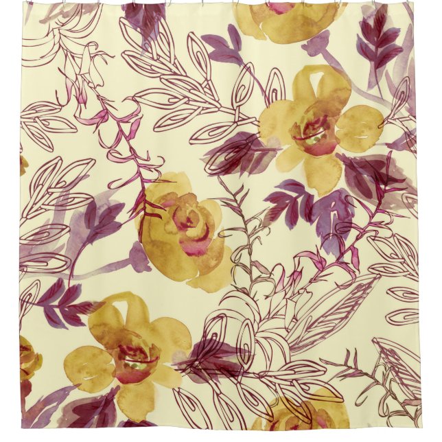 Rideaux De Douche Aquarelle Motif transparent avec élément profilé (Devant)