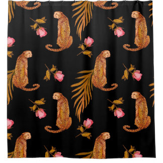 Rideaux De Douche Aquarelle motif transparent avec guépards
