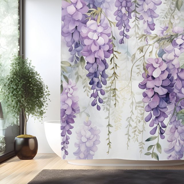 Rideaux De Douche Aquarelle Murmures de Wisteria (Créateur téléchargé)