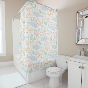 Rideaux De Douche Aquarelle Narwhal et Motif de phoque