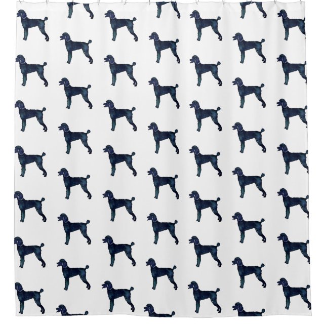 Rideaux De Douche Aquarelle noire de caniche Silhouette (Devant)