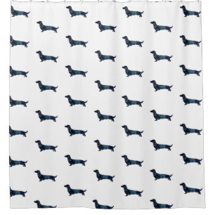 Rideaux De Douche Aquarelle noire longue hailée Dachshund