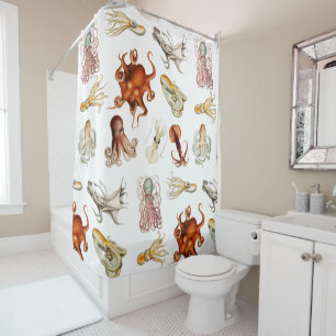 Rideaux De Douche Aquarelle Octopus Cephalopod Océan Animaux