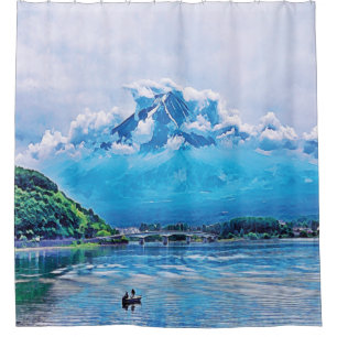 Rideaux De Douche Aquarelle paisible Design d'art japonais