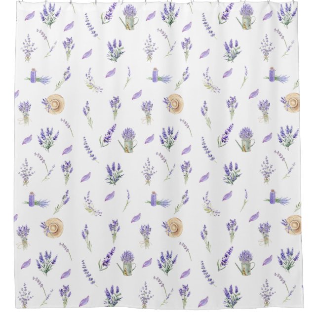 Rideaux De Douche Aquarelle Pastel Lavender Fleurs (Devant)