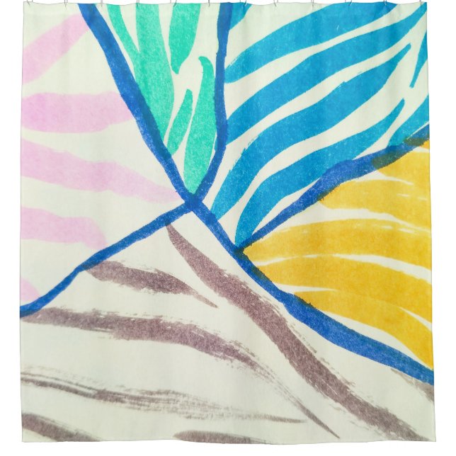Rideaux De Douche Aquarelle patchwork : style de peinture sale. (Devant)