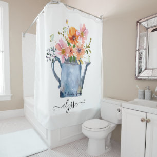 Rideaux De Douche Aquarelle peinte à la main Floral