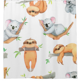 Rideaux De Douche Aquarelle peinte à la main motif tropical mignon a