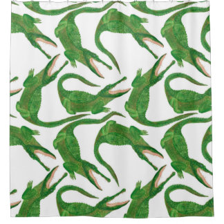 Rideaux De Douche aquarelle peinture sans couture motif avec crocodi