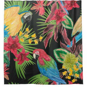 Rideaux De Douche Aquarelle peinture sans couture motif avec perroqu