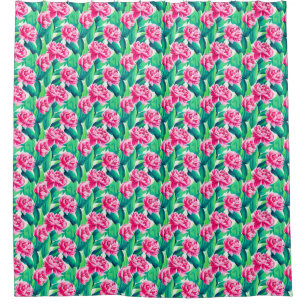 Rideaux De Douche Aquarelle Pink Peonis Imprimer