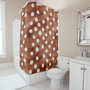 Rideaux De Douche Aquarelle Pointe Polka dans Café Brown et blanc