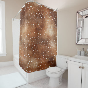 Rideaux De Douche Aquarelle Pointe Polka dans café Brown et blanc (2