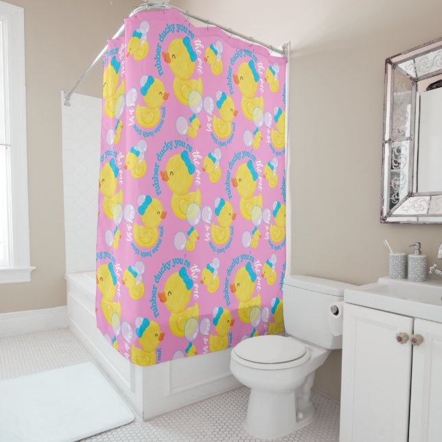 Rideaux De Douche Aquarelle rose Caoutchouc Vous êtes l'unique (En situation)