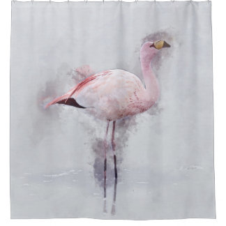 Rideaux De Douche Aquarelle rose de Flamant rose