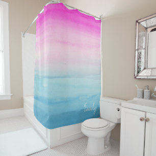 Rideaux De Douche Aquarelle rose et bleue d'Ombre personnalisée