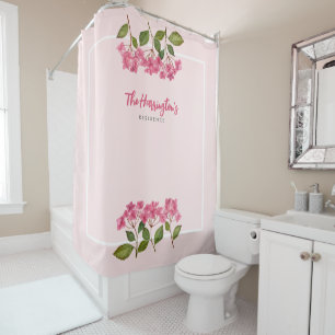Rideaux De Douche Aquarelle rose Hydrangée Lacecaps Illustration