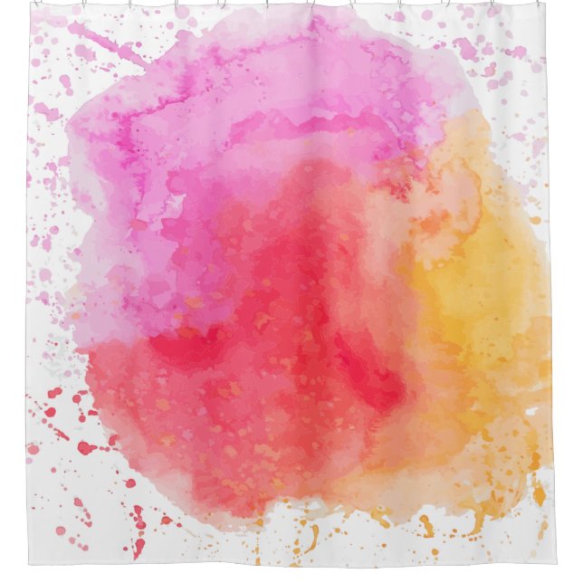 Rideaux De Douche Aquarelle rose orange rouge nuageux (Devant)