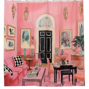 Rideaux De Douche Aquarelle rose Preppy