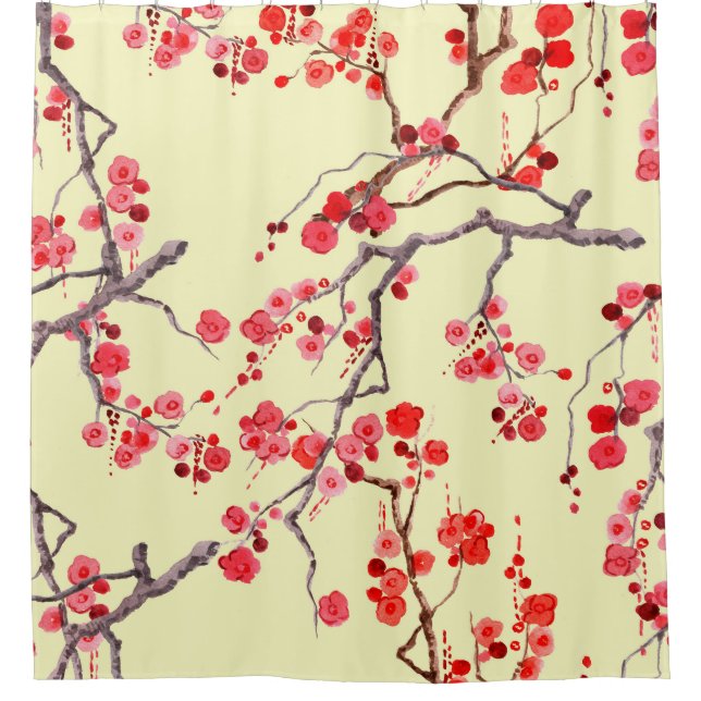 Rideaux De Douche Aquarelle Sakura Blossom Motif sans couture (Devant)