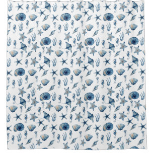 Rideaux De Douche Aquarelle sous le Motif de mer