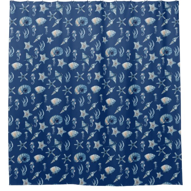 Rideaux De Douche Aquarelle sous le Motif de mer (Devant)