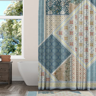 Rideaux De Douche Aquarelle tribale de BOHO Floral William Morris Bl