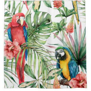 Rideaux De Douche Aquarelle tropicale sans coutures motif avec perro
