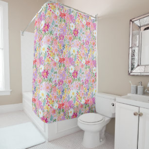 Rideaux De Douche Aquarelle vintage Été Printemps Floral