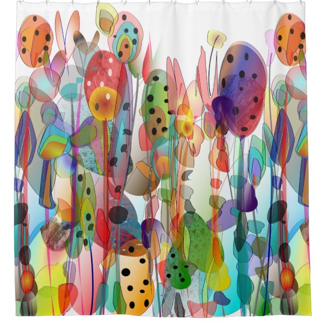 Rideaux De Douche Aquarelle Whimsical Floral Art (Devant)