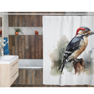 Rideaux De Douche Aquarelle Woodland Pic, coutume