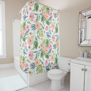 Rideaux De Douche Aquarelles rose et bagout de pivoines de pêche
