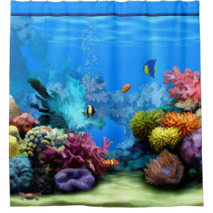 Rideaux De Douche Aquarium tropical avec les poissons et le corail