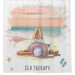 Rideaux De Douche *~* AR29 Sea Therapy Beach Sun Set Femme