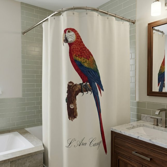 Rideaux De Douche Ara rouge ou Ara macao, Ara macao (Scarlet Macaw or Red-Breasted Macaw, Ara macao. Shower Curtain)