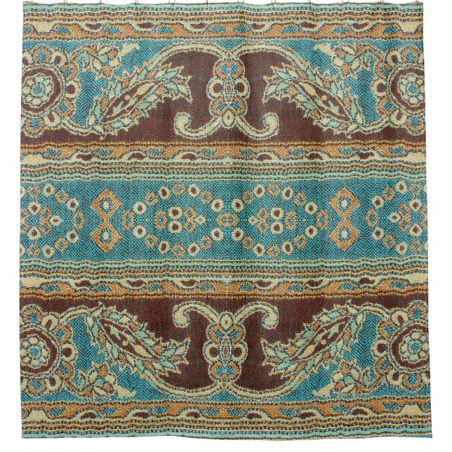 Rideaux De Douche Arabesque Fabric Paisley Oriental Design (Devant)