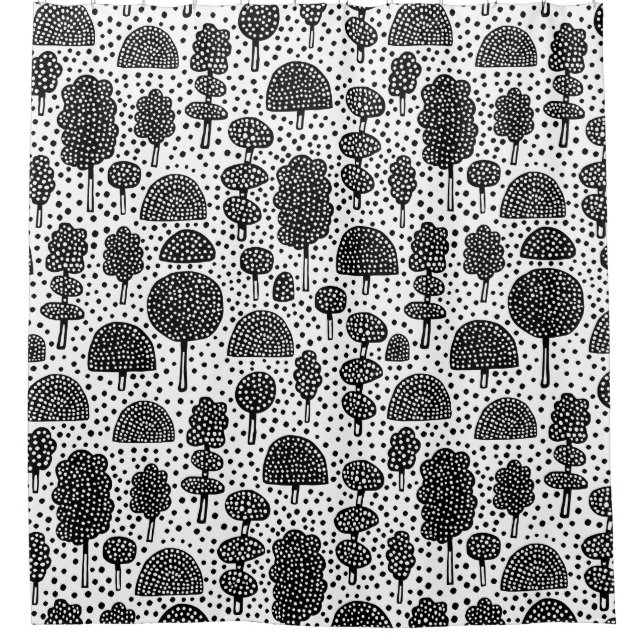 Rideaux De Douche Arboretum 230715 - Noir sur blanc (Devant)