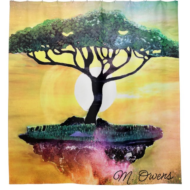 Rideaux De Douche Arbre Acadien Sur Rocher Flottant (Devant)