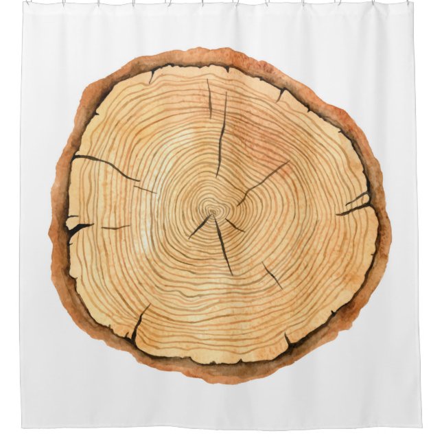 Rideaux De Douche Arbre anneaux. Illustration aquarelle. tabulation (Devant)