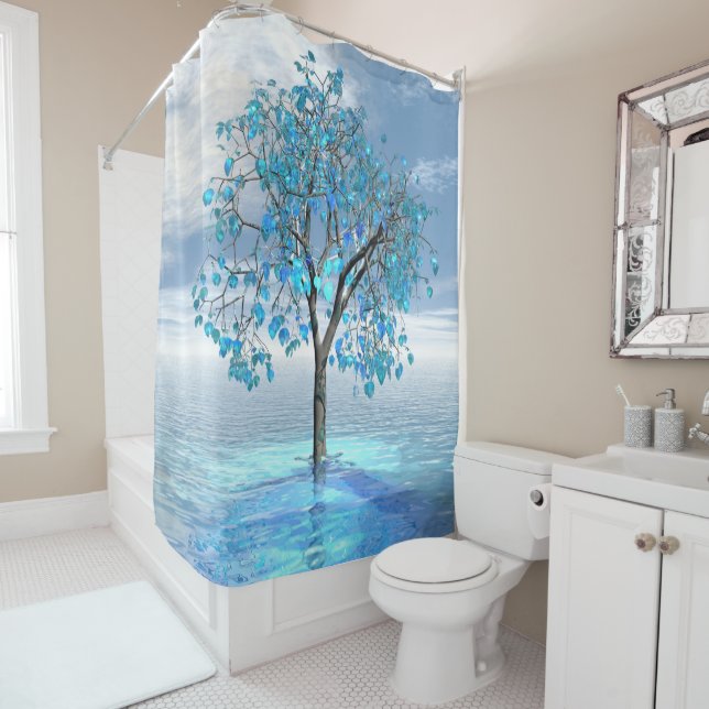 Rideaux De Douche Arbre bleu cristal (En situation)