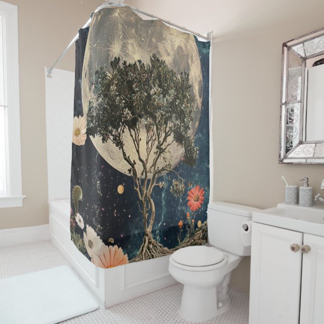 Rideaux De Douche Arbre et fleurs de la lune (En situation)