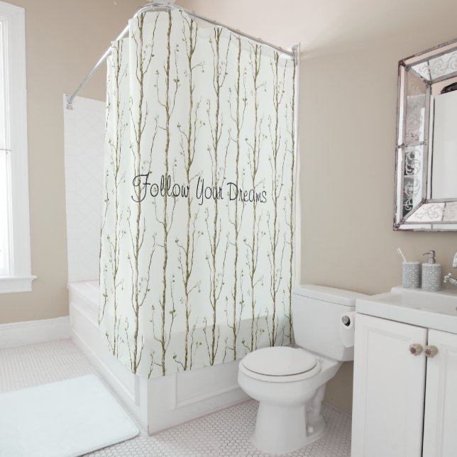Rideaux De Douche Arbres bruns verts   (En situation)