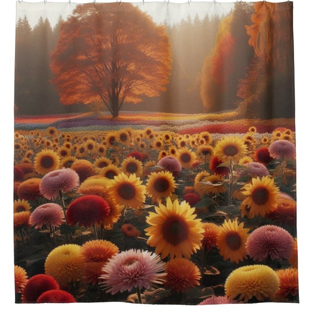Rideaux De Douche Arbres d'automne/terrain avec maman (Devant)