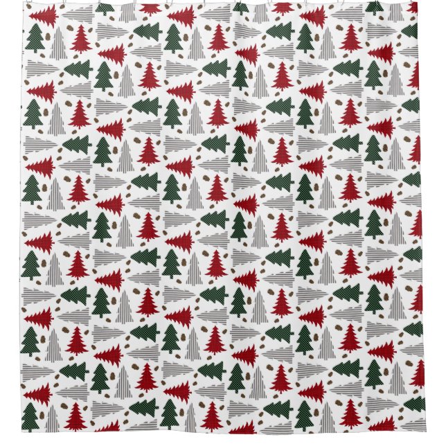 Rideaux de douche Arbres de Noël de style campagna (Devant)