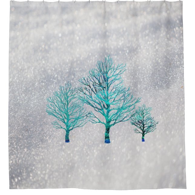 Rideaux De Douche Arbres et cristaux de neige (Devant)